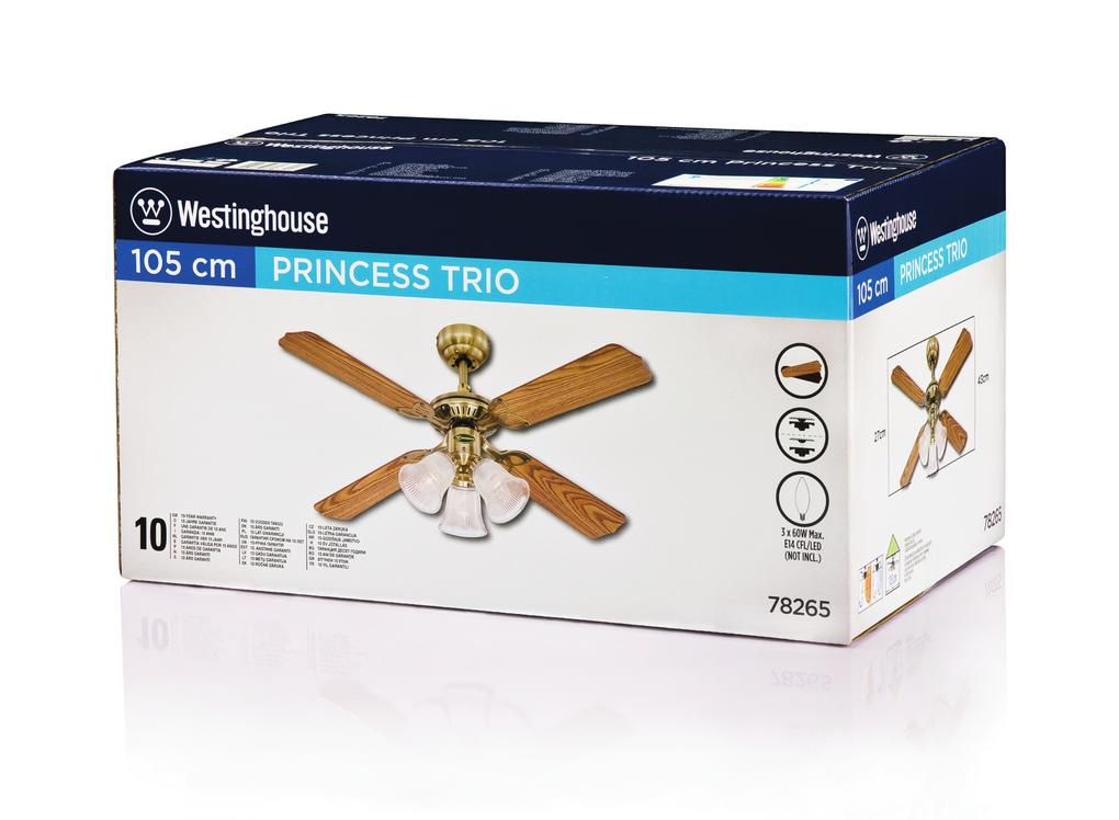 Westinghouse Princess Trio 105 cm Mahagoni Eiche Deckevenventilator - EAN 4895105608741 Produkt 7826540 Bild 6