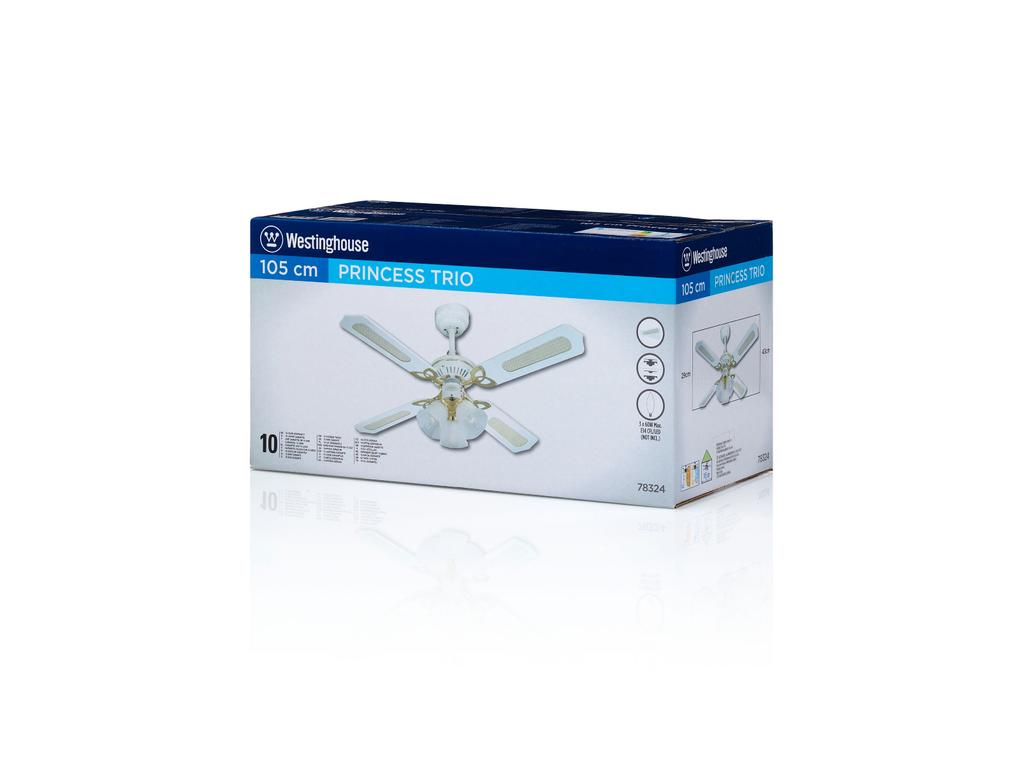 Westinghouse Princess Trio 105 cm Rattan Weiß Mahagoni Deckevenventilator - EAN 4895105600400 Produkt 7832440 Bild 6