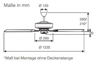 CasaFan Deckenventilator Classic Royal 132 BA Rattan Produktbild Ean:4024397347308 SKU:51321396 Deckenventilator von www.Deckenventilator-Experte.de Bild 6