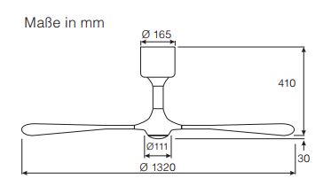 CasaFan Deckenventilator Helico Paddel BN-BU ohne Steuerung Produktbild Ean:4024397349722 SKU:313236 Deckenventilator von www.Deckenventilator-Experte.de Bild 2