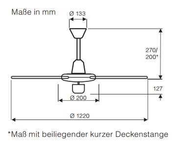 CasaFan Deckenventilator Tristar-Z 120 SW Produktbild Ean:4024397378975 SKU:312012 Deckenventilator von www.Deckenventilator-Experte.de Bild 4