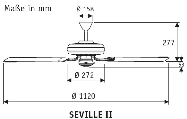 Hunter Deckenventilator Seville II WE Produktbild Ean:0049694240378 SKU:24037 Deckenventilator von www.Deckenventilator-Experte.de Bild 2