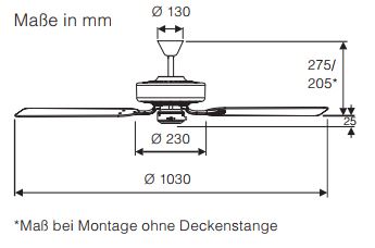CasaFan Deckenventilator Classic Royal 103 BN-BU/KB Produktbild Ean:4024397103157 SKU:510315 Deckenventilator von www.Deckenventilator-Experte.de Bild 4