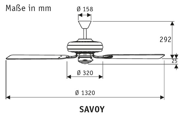Hunter Deckenventilator Savoy AB Produktbild Ean:0049694245250 SKU:24525 Deckenventilator von www.Deckenventilator-Experte.de Bild 2