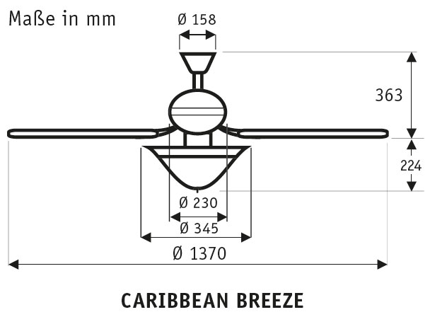 Hunter Deckenventilator Caribbean Breeze VB Produktbild Ean:0049694244574 SKU:24457 Deckenventilator von www.Deckenventilator-Experte.de Bild 2